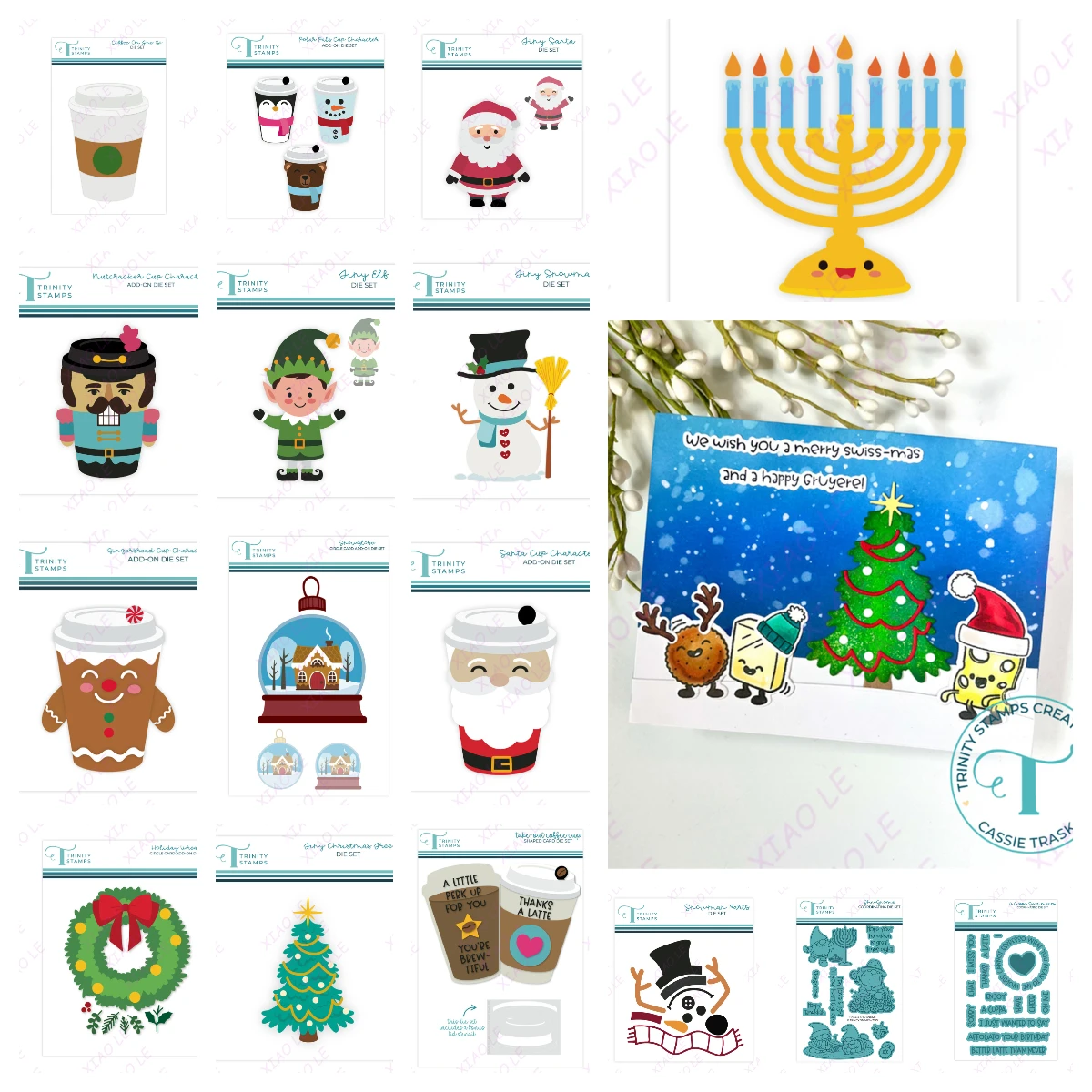 

Snowman Cup Character Holiday Wreath Metal Cutting Dies Stamps for Scrapbooking Stamp Photo Album Decorative Embossing Cut Die