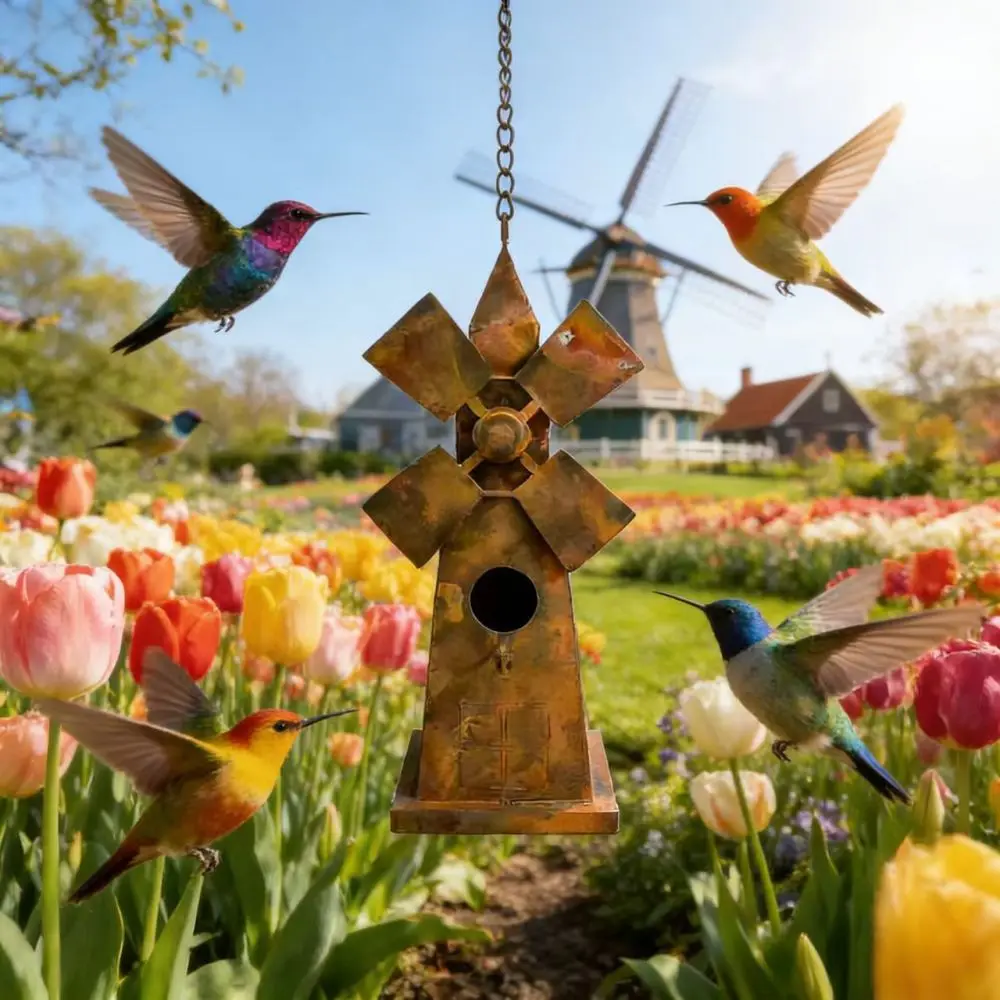 Artistic Metal Wind Spinner Garden Decor Kinetic Outdoor Stake Iron Sculpture Yard Lawn Decorative Landscape Ornament