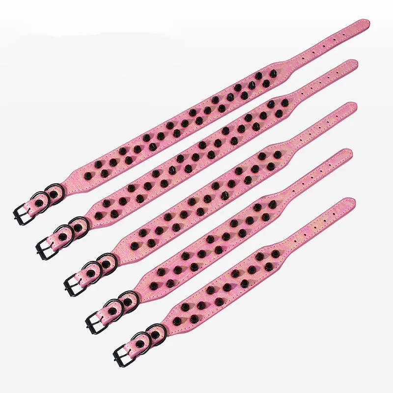 Adjustable Dog Collar Anti Bite PVC Material Alloy Rivet Bullet Head Design Comfortable Pet Collar for Small to Medium Dogs