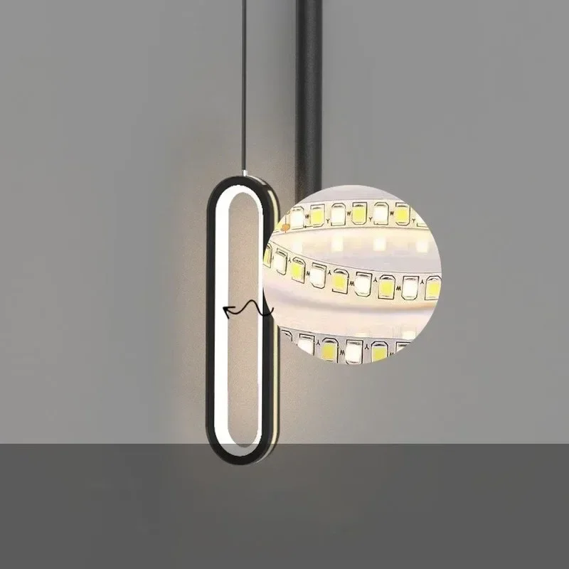 Modern Lustre Minimalist LED Chandelier Pendant Lamp Nordic Suspension Luminaire Bedroom Bedside Long Line Light Home Decor