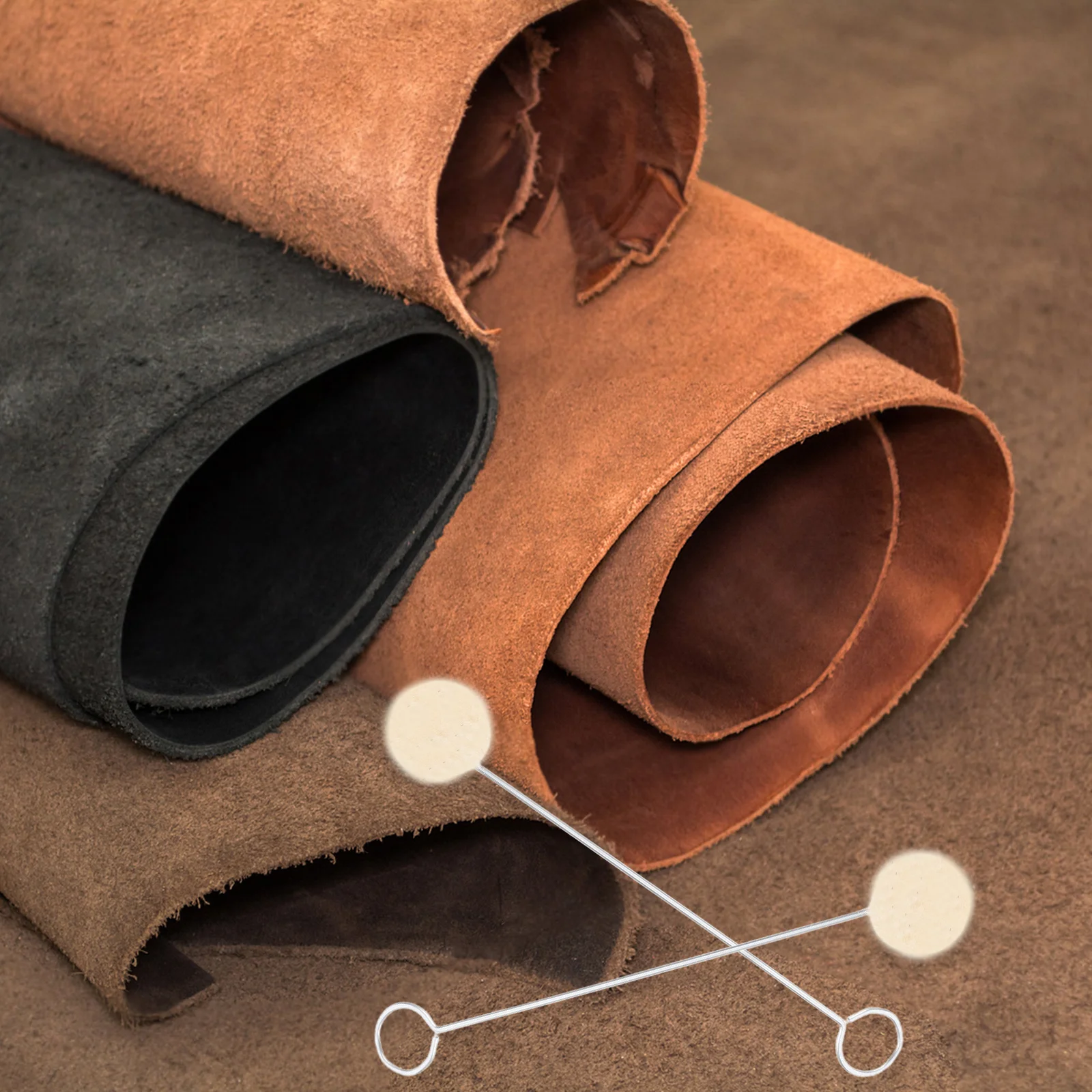 

50Pcs Dye Brush Wool Ball Applicator Metal Handle DIY Leathercraft Supplies for Dyeing Staining Shoe Polish Projects