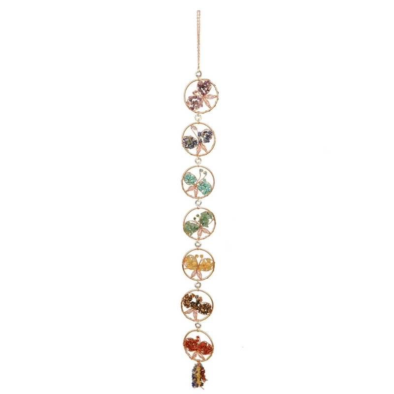 

Natural Crystal Stone Butterfly Hanging Pendants Sun Catchers for Home Garden