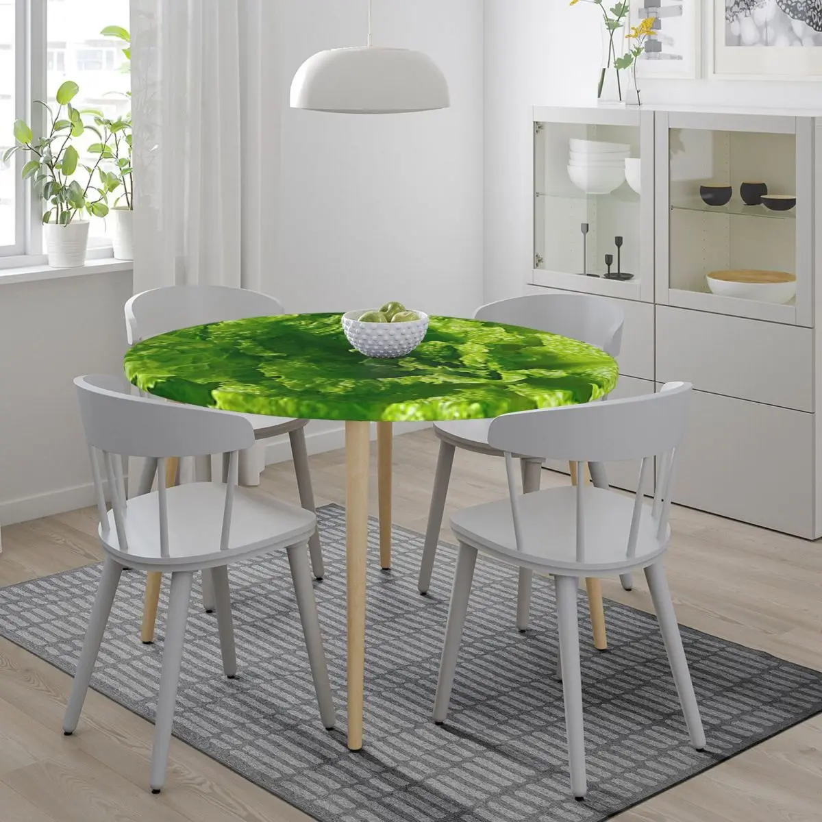 Lettuce Closeup Waterproof Round Tablecloth Oilproof Table Cloth for Kitchen Events Dining Table Cover
