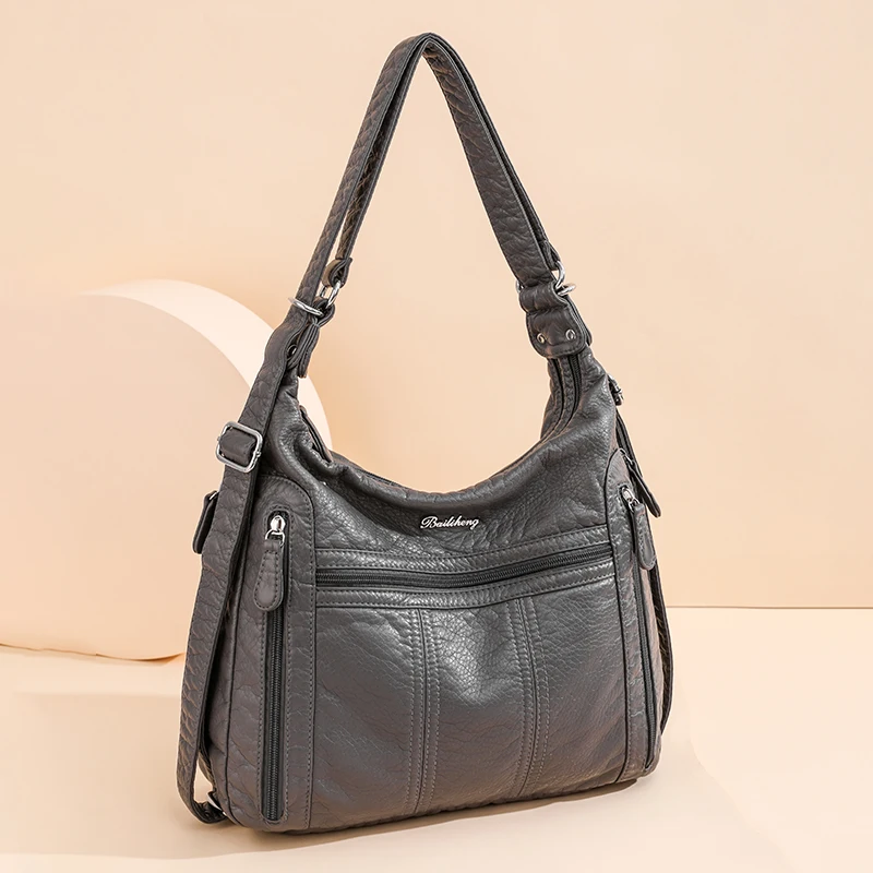 Imagem -02 - Annmouler 2023 Grande Capacidade para Mulheres Bolsa de Couro pu Bolsa Crossbody Feminino Multifunções Bolsa de Ombro Bolsa Rosa a Femme Principal