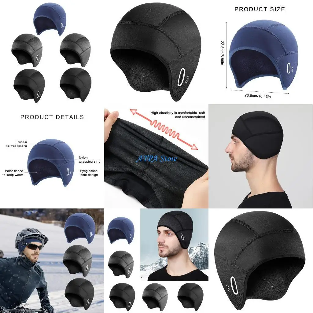 

U13C Thermal Fleece Cycling Caps Waterproof Ski Beanie With Integrated Face Cover, Windproof Helmets Liner For Winter Sports