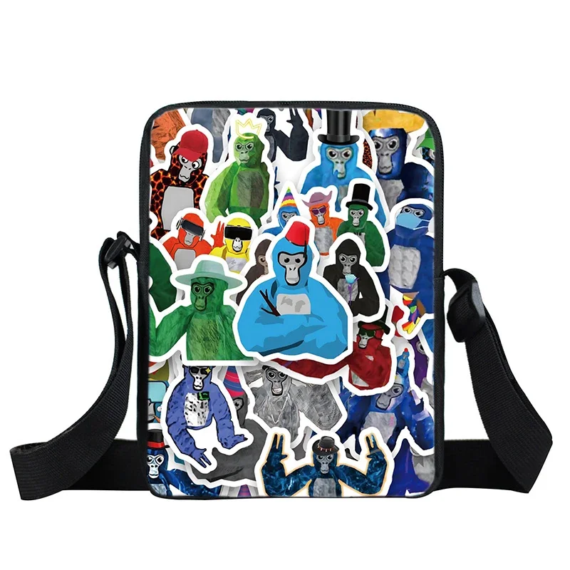 مضحك لعبة الغوريلا العلامة طباعة حقيبة كروسبودي أنيمي الكرتون حقيبة كتف الفتيات حقيبة يد الموضة عادية حقيبة الهاتف المحمول المحافظ هدية