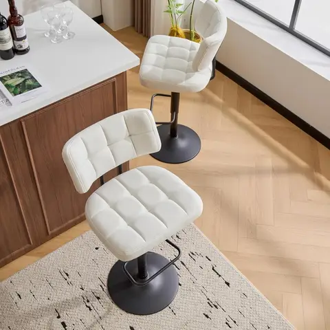 Bar Stools Set of 2,Height Adjustable Swivel Barstools,Armless Linen Fabric Counter Height Bar Stools with Footrest，Customized
