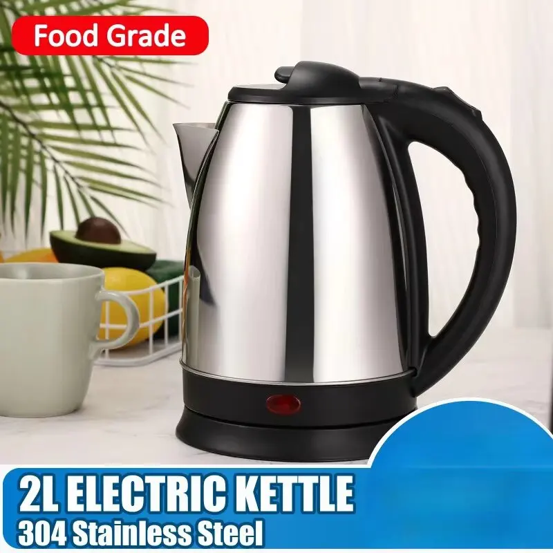 Bollitore elettrico in acciaio inossidabile 304 Caffettiera portatile da 2 litri Teiera scaldabagno elettrico 1500W Spegnimento automatico bollitore Casa