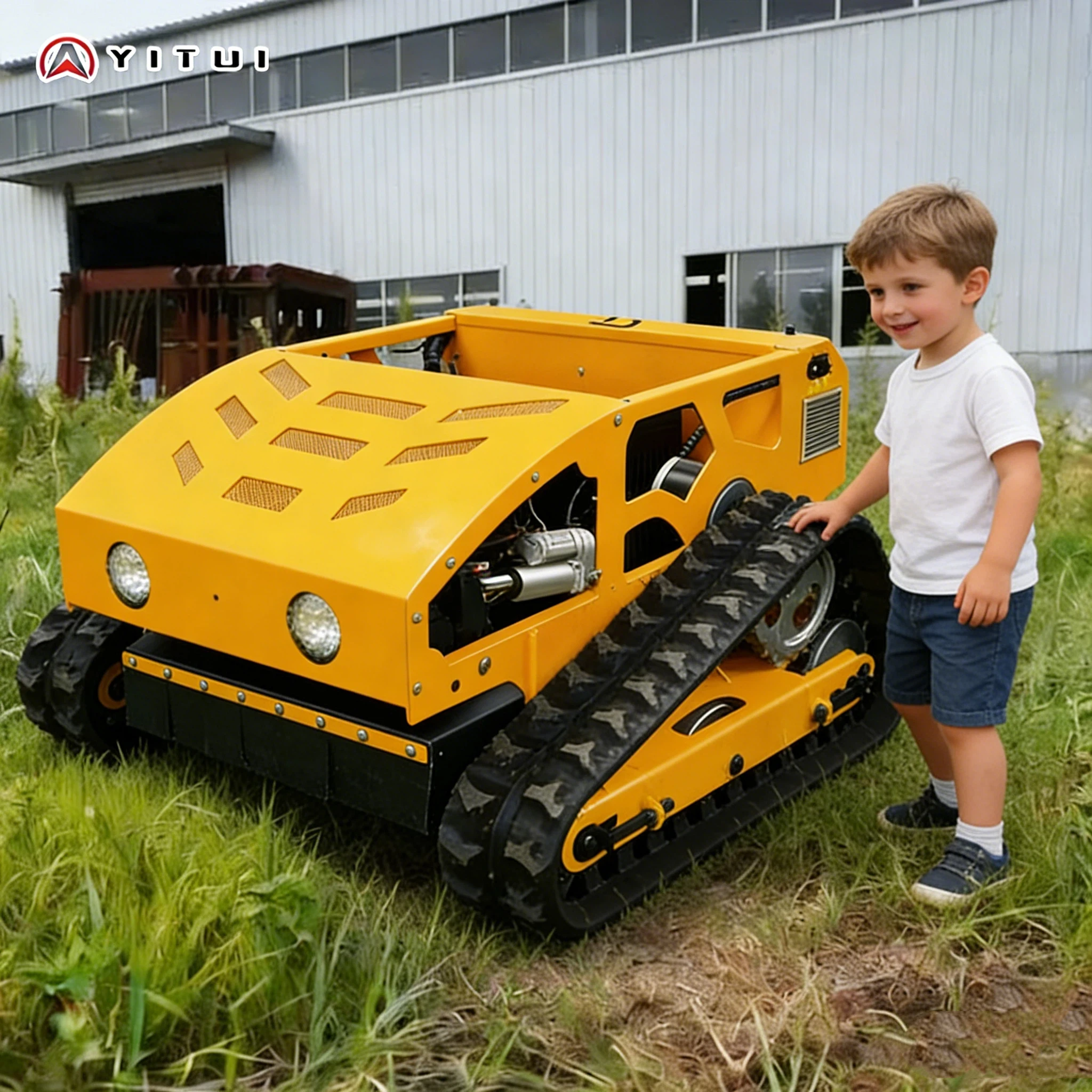 

Customized 2026 China Lawn Mower - Self-Propelled Remote Control All Terrain Model Crawler Hillside Grass Weeding Tool