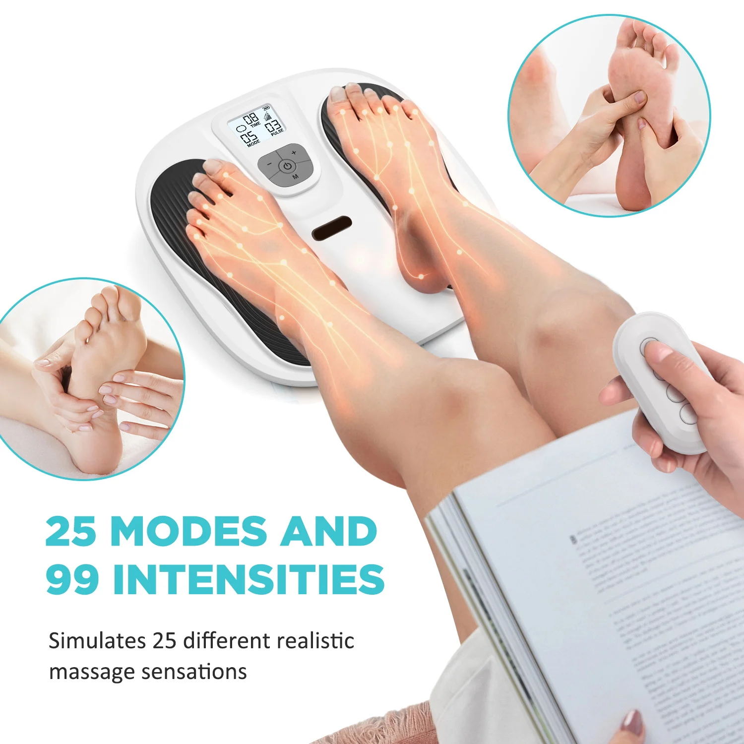 Electronic Nerve Stimulator for Edema and Circulation Relief in Legs and Feet Plantar Fasciitis Pain Relief