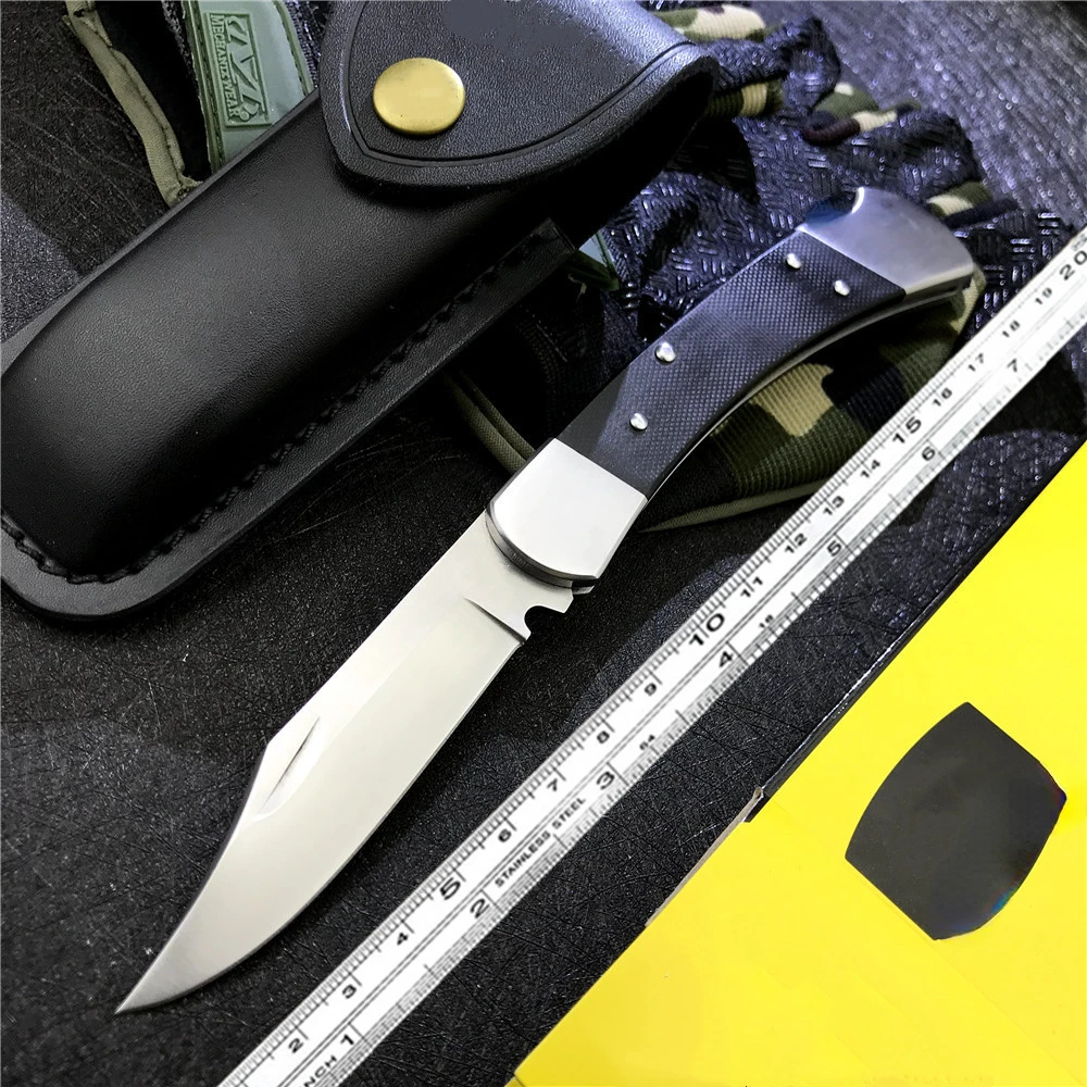 

Bk 110 Classic Folding Pocket Knife Outdoor Tactical D2 Steel Blade G10 / Wood Handle Self-defense EDC Tool Self Defense Knife