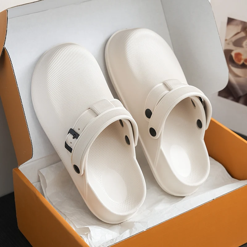 Men Casual Home Slippers Indoor Outdoor Sandals Women Beach Flip Back Strap Non Slip Mules Unisex EVA Closed Toe Clogs Slippers