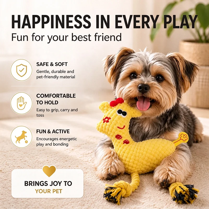 Deer Shape Plush Dog Squeaky Toy Bite Resistant Molar Teeth Grinding Interactive Decompress Chew Toy for Dogs Cat Pet Supplies