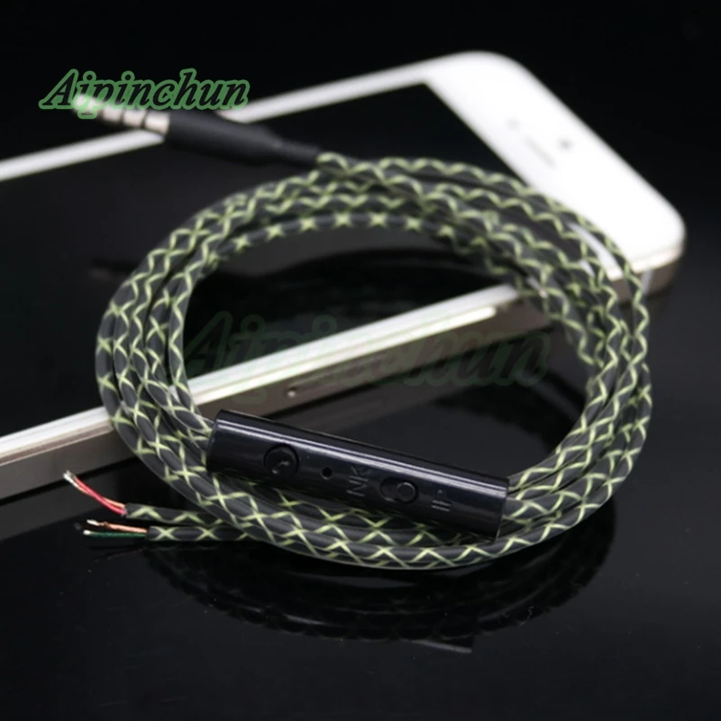Aipinchun-Cable de Audio para auriculares, Conector recto de 3,5mm con reparación de micrófono, 4 colores AA0191