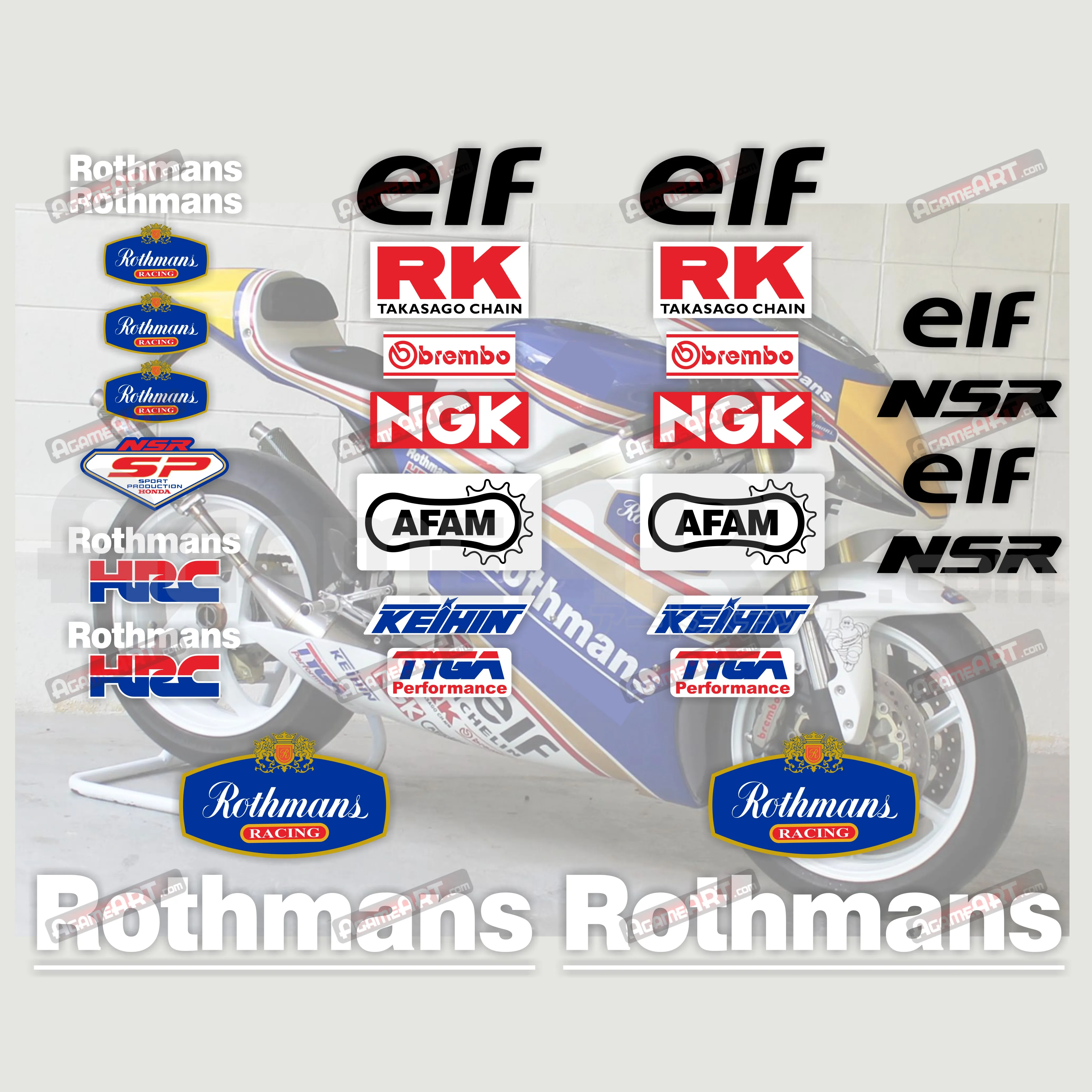 Impermeável Decorativo Impresso Fairing Decal Kit, Acessórios Da Motocicleta, Adesivos para Honda NSR250R, NSR500 SP, Rothmans