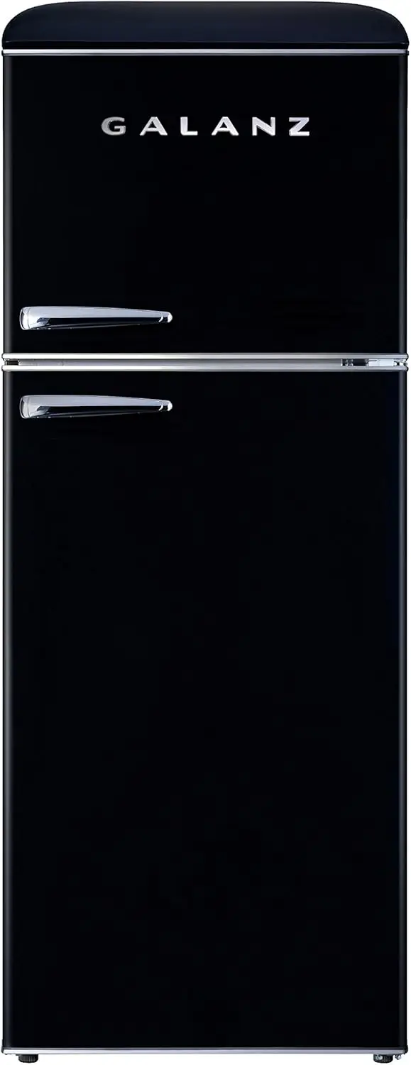 GLR10TBKEFR Retro Refrigerator with Top Freezer Frost Free, Adjustable Electrical Thermostat Control, 10 cu ft, Black