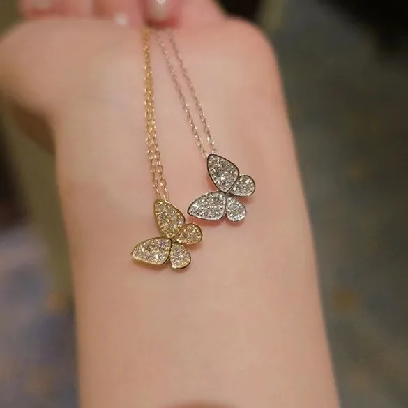 

S925 sterling silver necklace butterfly 18k gold plated light luxury ins high-end popular clavicle chain