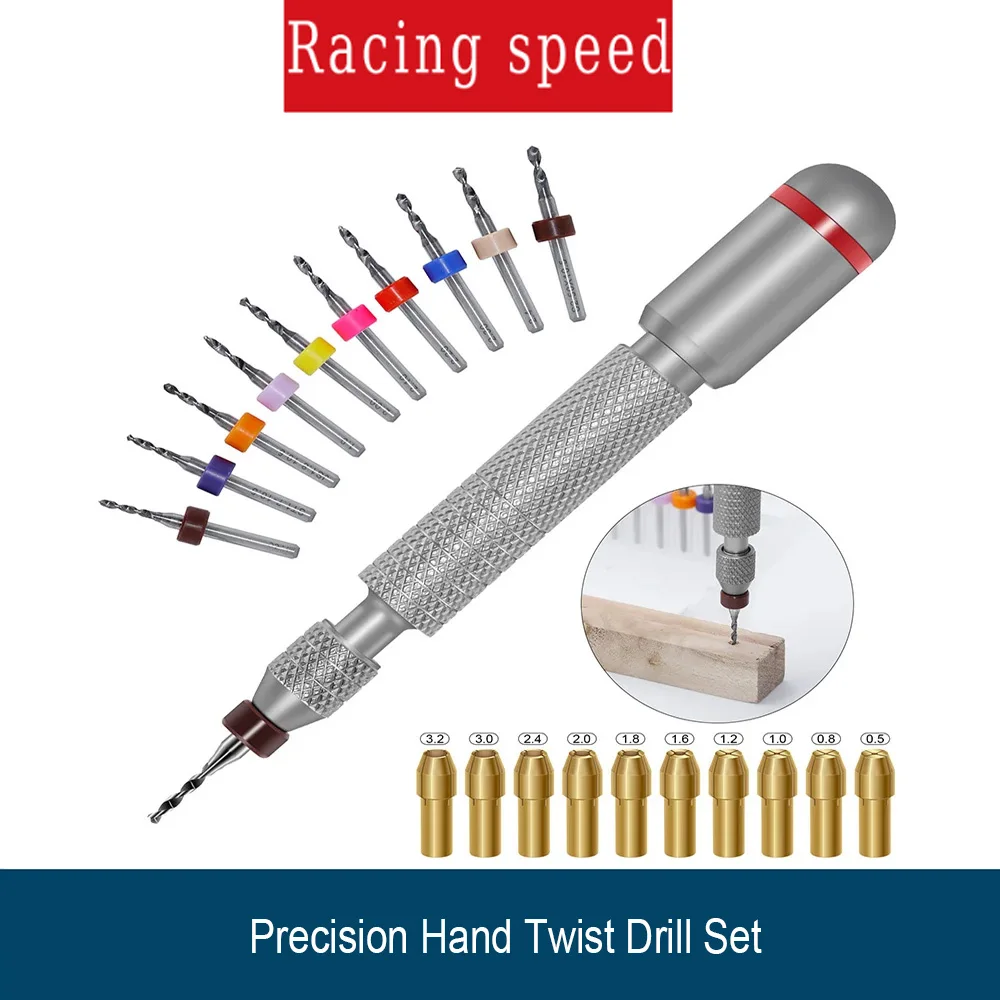 DIY Jewelry Making Tool Mini Drill Bit Set Precision Hand Twist Drill Aluminum Alloy Double Bearing