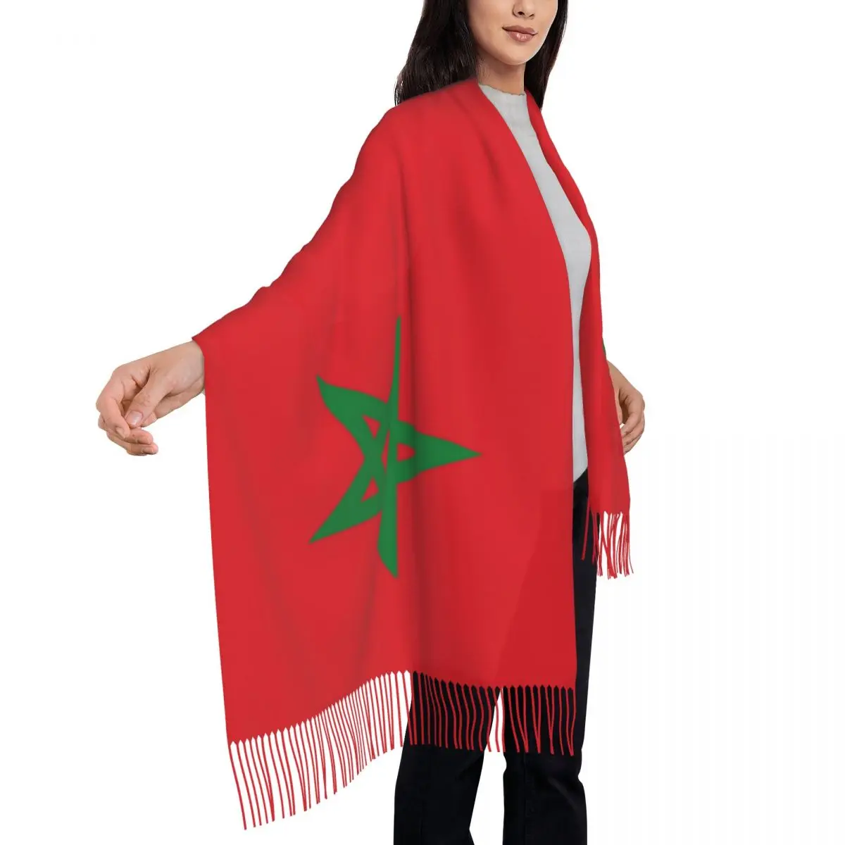 The Flag Of Morocco Tassel Scarf Women Soft Shawl Wrap Female Winter Scarves