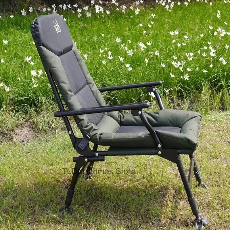 Lightweight Chair Folding Hiking Fishing Leisure Beach Camping Patio Furniture Convenient Armchairs with Backrest Foot Rest