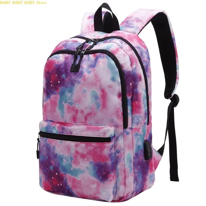 

Q81A Lightweight Water Resistant for Galaxy Backpacks for Teen Girls Boys School Bookbags USB Charging Port Casual Travel Day
