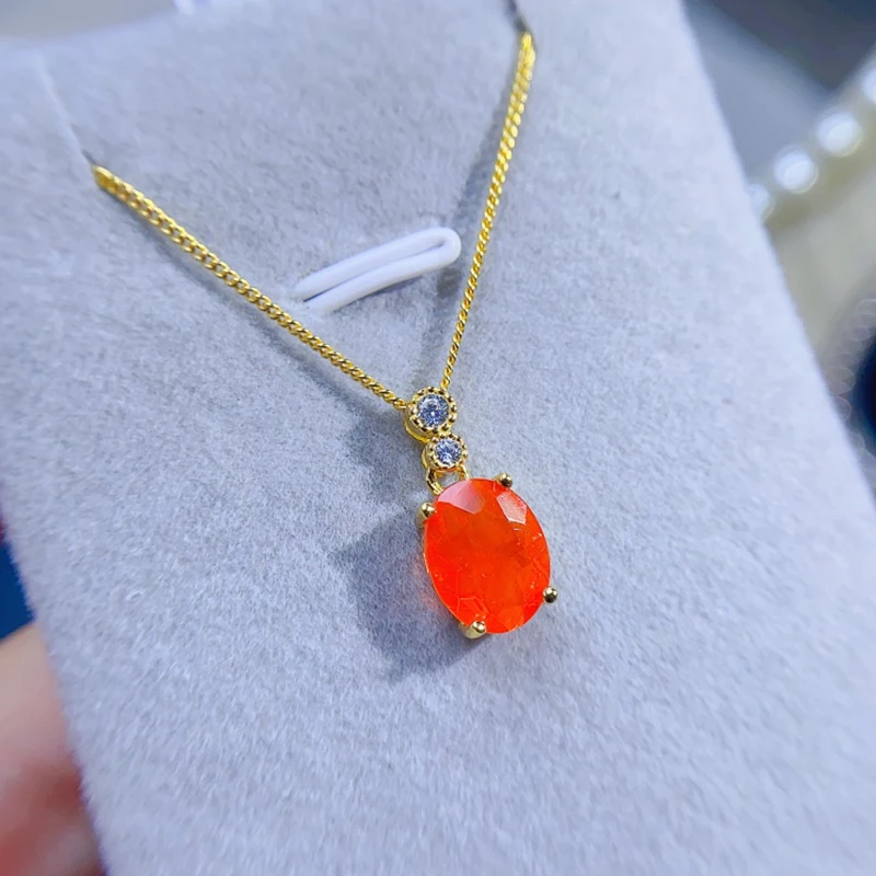 Natural fire opal pendant necklace for women silver 925 jewelry luxury gem stones 18k gold plated free shiping items