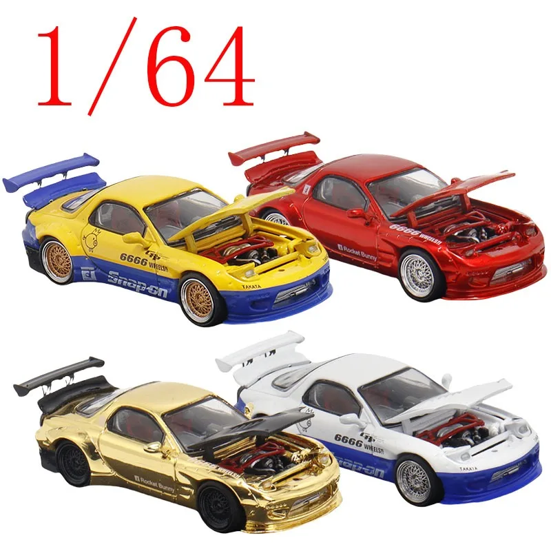 

Литая под давлением модель автомобиля Mazda RX-7, масштаб 1/64, автомобили из сплава, игровые транспортные средства, игрушки для мальчиков, подарок, оригинальная коробка
