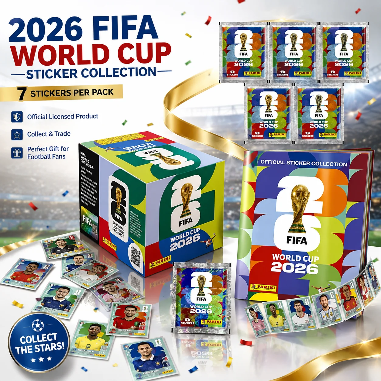 Genuine 2026 FIFA Panini World Cup Sticker Collection International Version Version Limited Football Souvenir Holiday Gifts