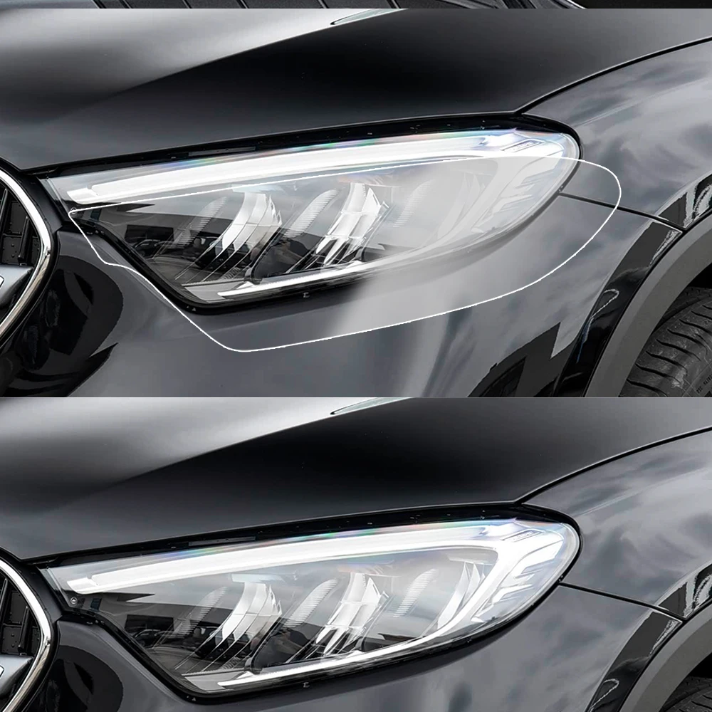 Smoke Black Pre Cut Car Headlight Protective Film For Mercedes Benz GLC GLK TPU PPF Anti-Scratch Vinyl Wrap Kit High-Gloss Film