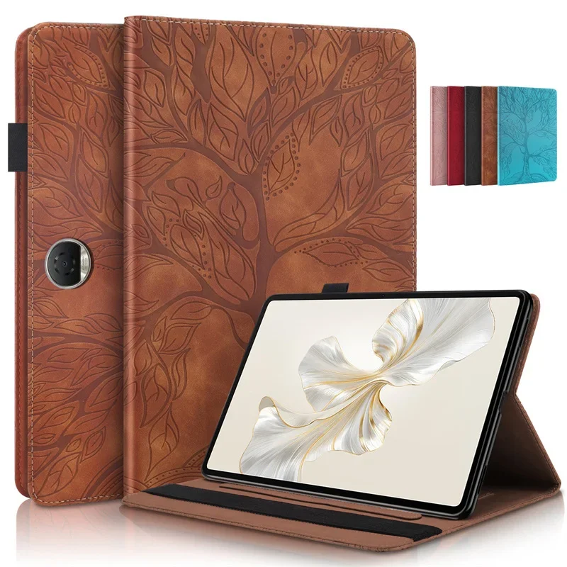 Case for Honor Pad 9 Tablet 12.1" Emboss Tree PU Leather Flip Cover for Funda Honor Pad 9 12.1 inch 2024 Case Cover Coque