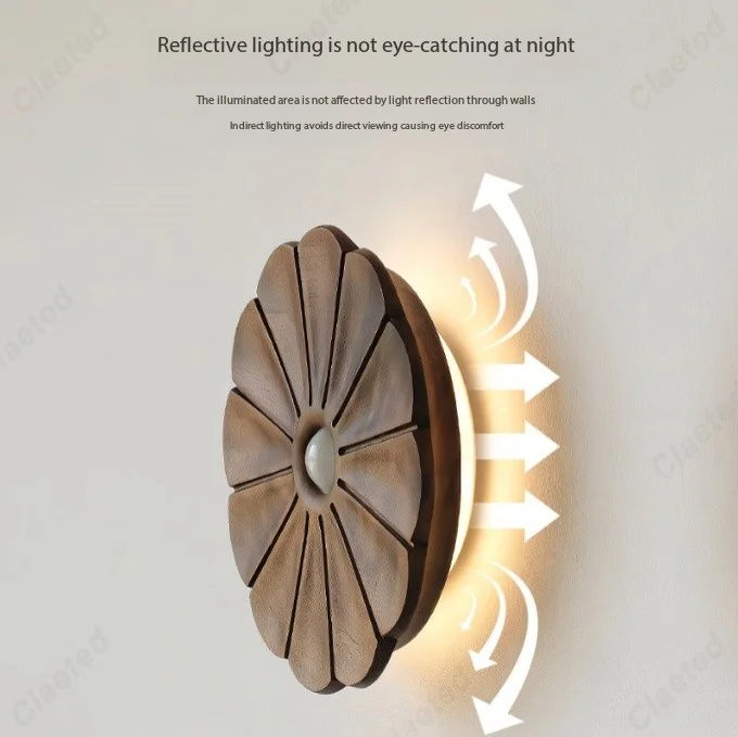 Gekoppelde inductielamp van het menselijk lichaam Massief houten wandlamp Magnetisch opladen Nachtlampje Gang Trap Slaapkamerverlichting