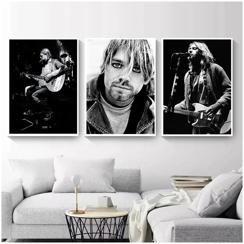 Prints Canvas Painting for Room Home Decor Kurt Cobain Rock Music Band Music Singer Star Wall Art Picture Posters and