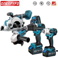 Brushless Tool Set Cordless Wrench + 125mm Angle Grinder  +172 Electric Drill+125mm Electric Circular Saw for Makita 18V Battery