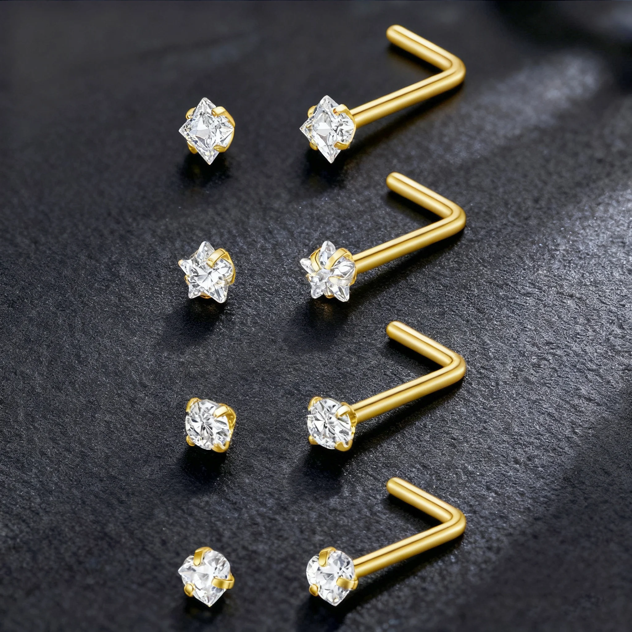Body Jewelry Men - 4pcs/Set Glitter Nose Studs 20G Stainless