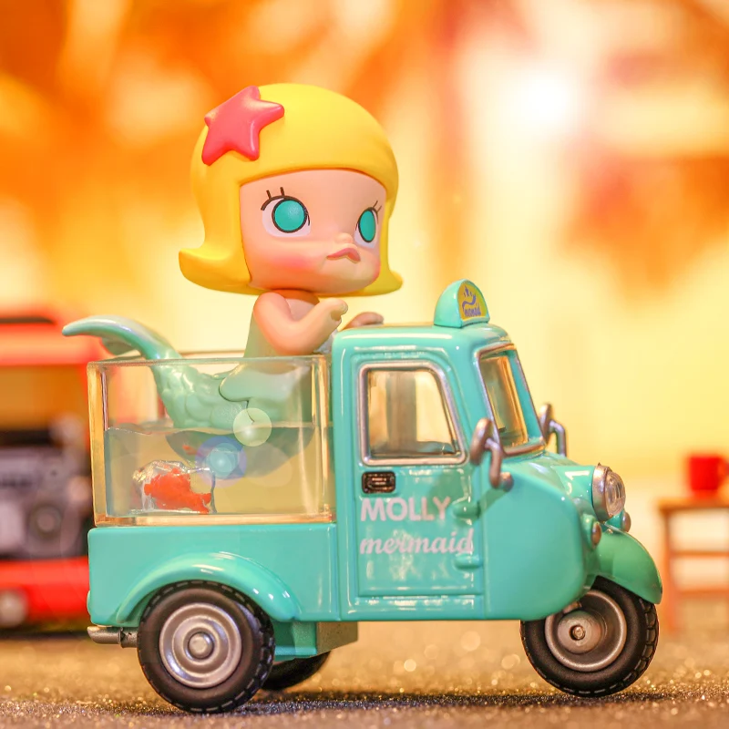 POP MART Molly Car Car Series Anime Action Figure Guess Bag Ornament Figurines Home Decor Desktop Dolls Model Girls Gift