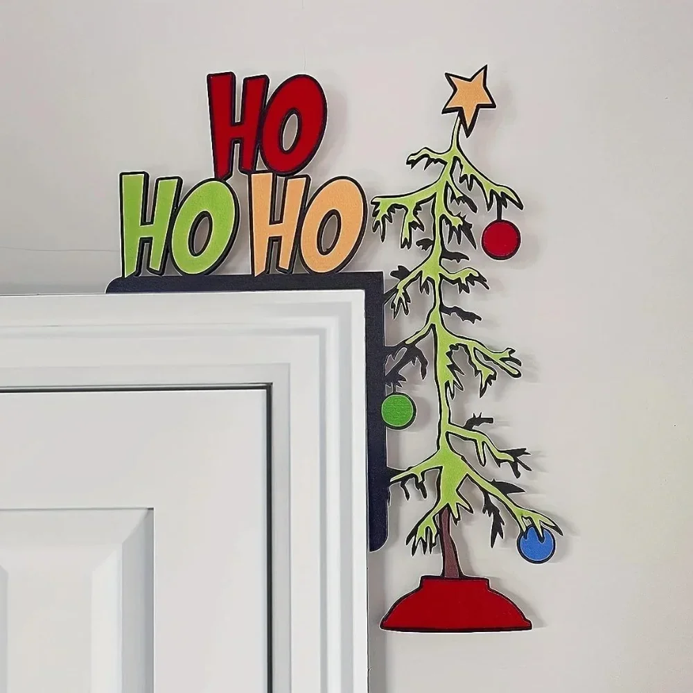 Whimsical Christmas Door Sitter Frame Corner Decor for Mirrors Cabinets Furniture Perfect Holiday Gift Christmas Decor