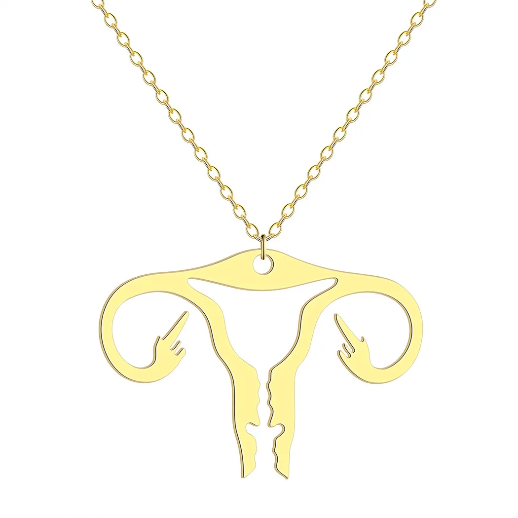 Stainless Steel Creative Body Organ Uterus Pendant Necklace Unisexual Boho Body Organ Necklaces 45cm Chain Mom Accessories Gift