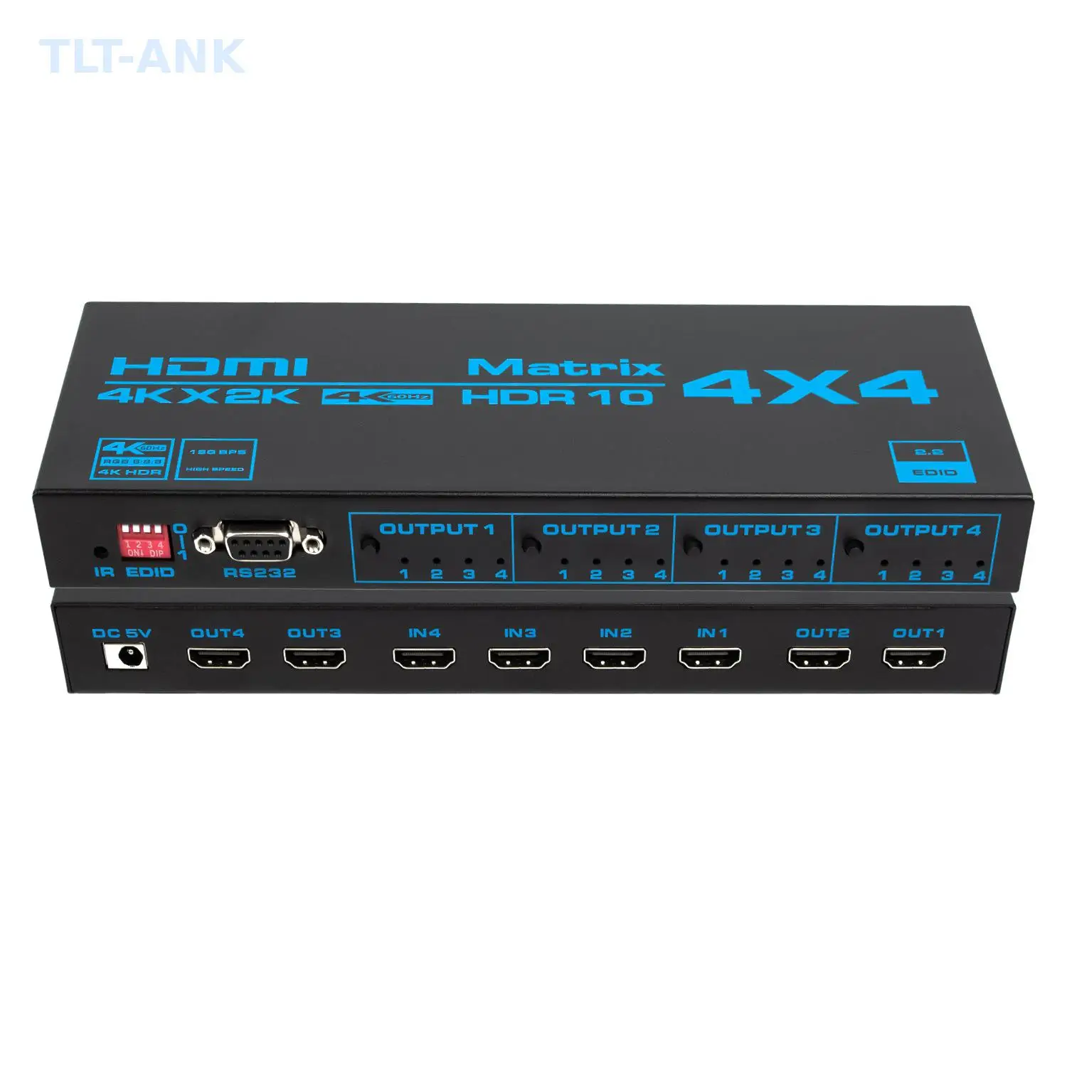 4 In 4 Out HDMI Matrix Switcher, Support True 4K 60Hz HDCP2.3 HD Video Signal Cross Distribution Adapter