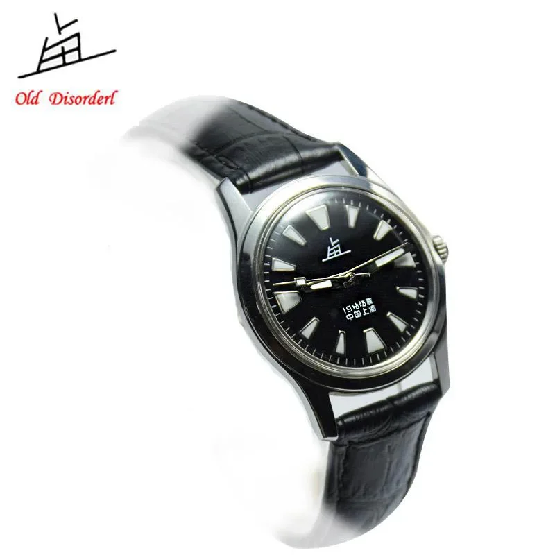 36mm Classic Genuine Shanghai Mens Watch Manual Winding Mechanical Luminous Waterproof Stainless Steel  Watches for Men