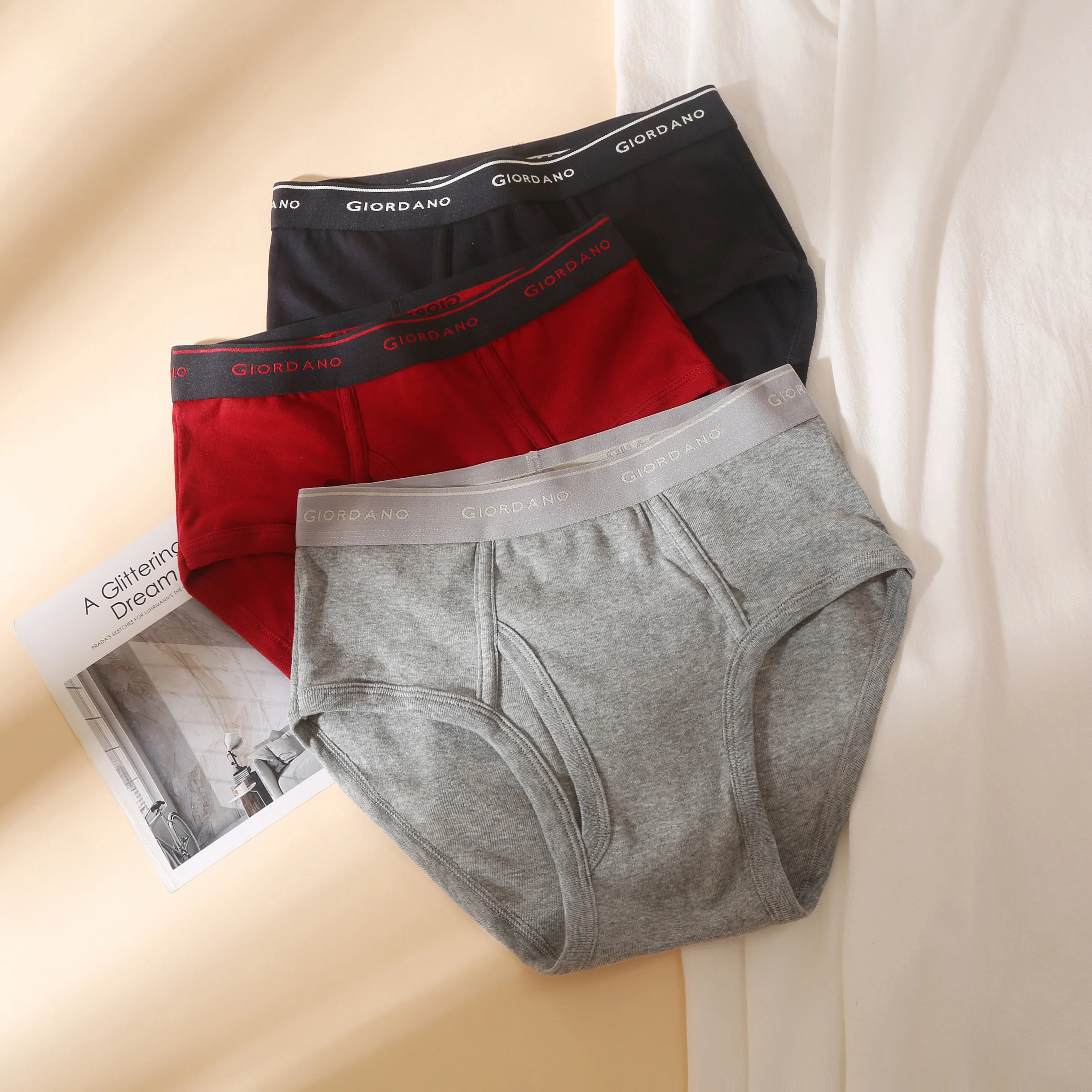 Giordano Ropa Interior de Algodón para Hombre, Cómodos Calzoncillos Triangulares de Cintura Media, Transpirables, Paquete de ...
