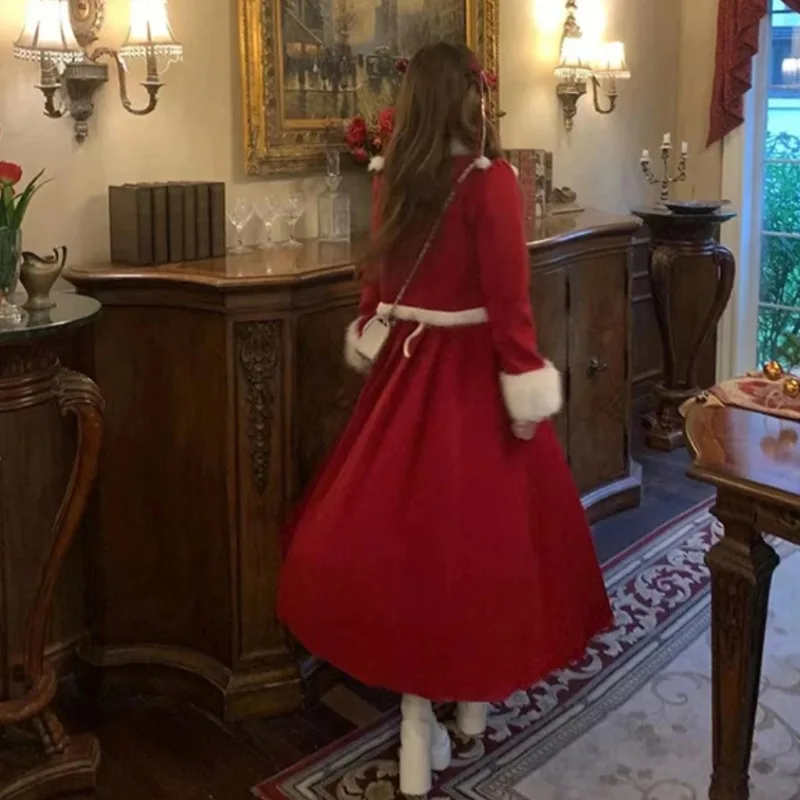 Women Sets Gentle Sweet Patchwork Velvet Cozy Jacket Mid-length Pleated Skirt Two-piece Winter Outfits Popular Trendy Ulzzang