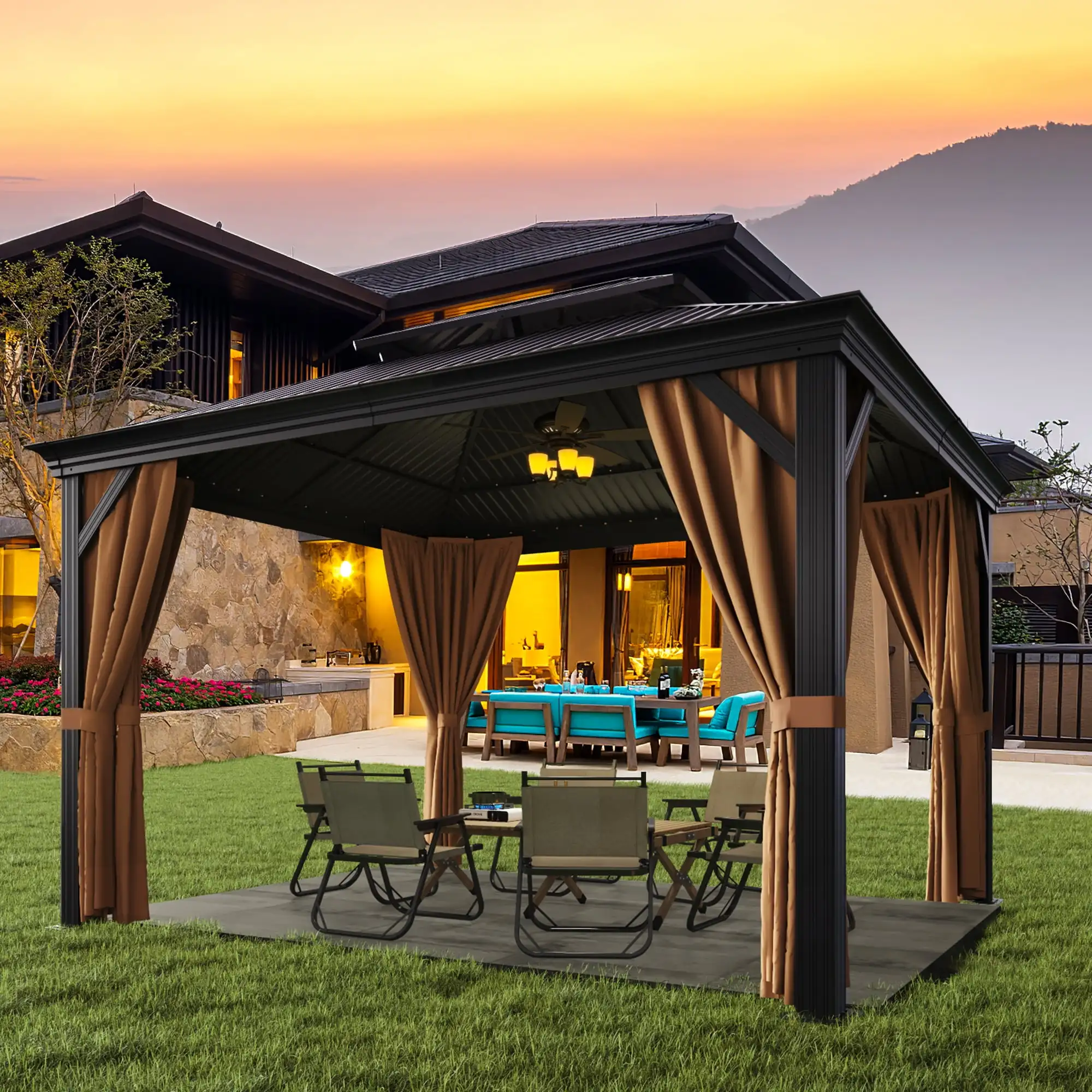 Adjustable Smart Waterproof Aluminum Pergolas Gazebos Manual Wall Mounted Roof for Patio Terrace Garden Swimming Pool Outdoors