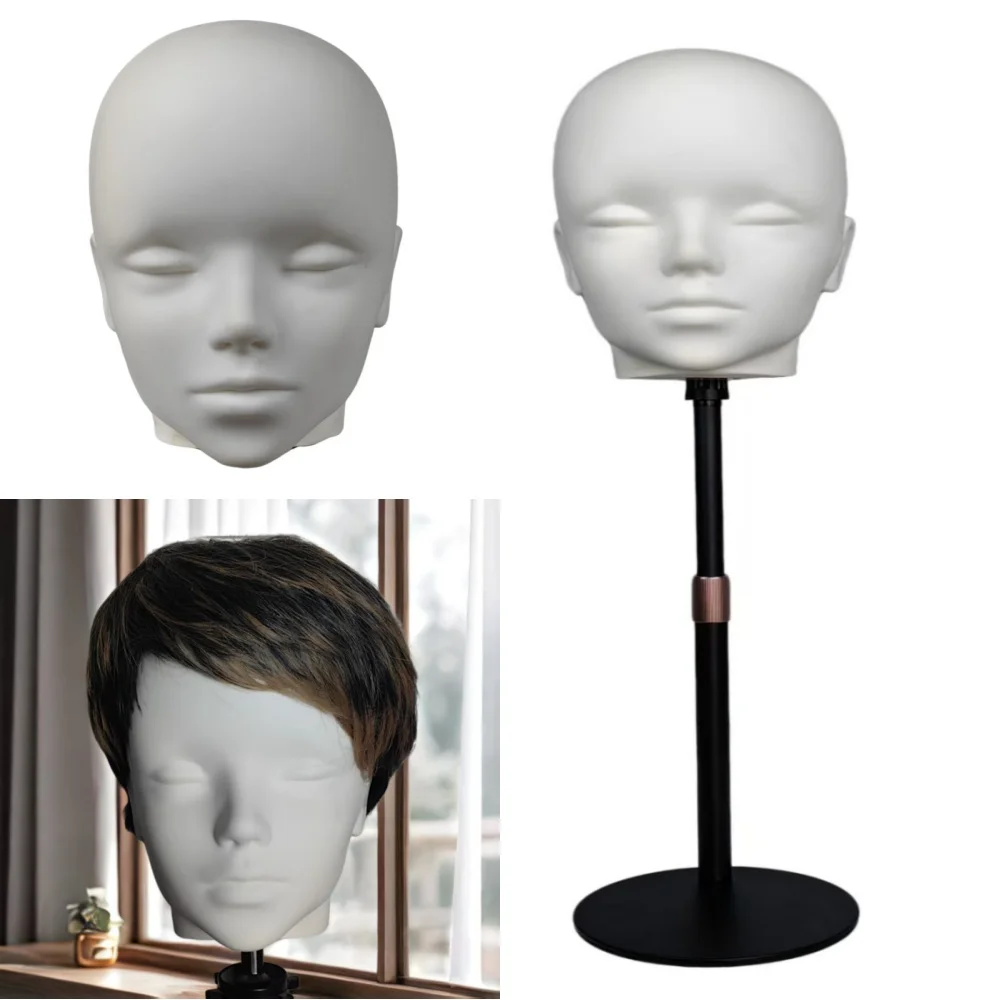 

Wig model head stand with adjustable wig tripod for wig making display wig cap training practice