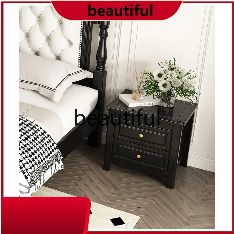 

Solid wood bedside table storage bedside table with drawers modern simple retro, all solid wood H