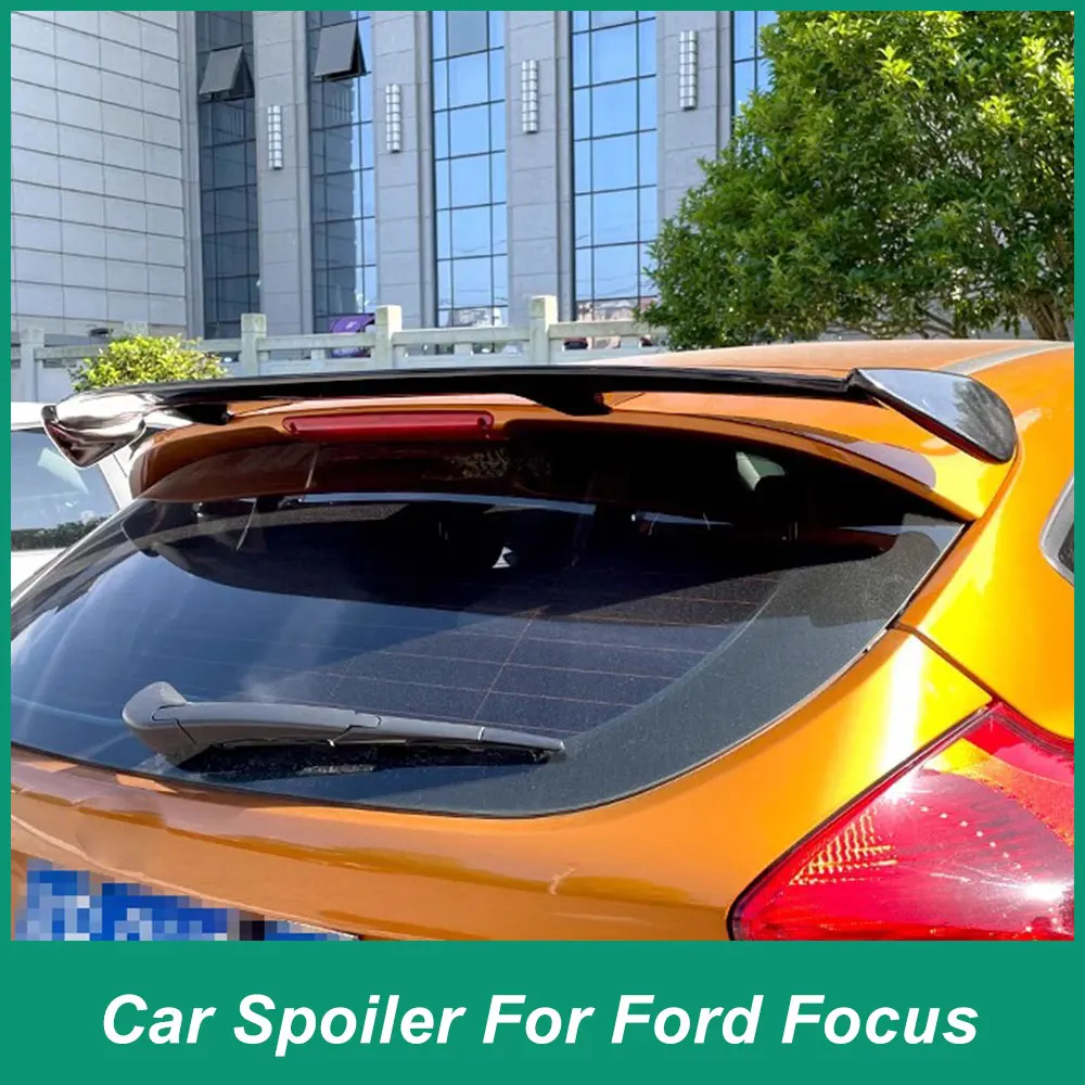 Для Ford Focus Hatchback MK2 MK3 MK4 ST RS Задний багажник Iid Универсальный дизайн B-Style Спойлер Хвост ABS Пластик Черный Карбон Замена