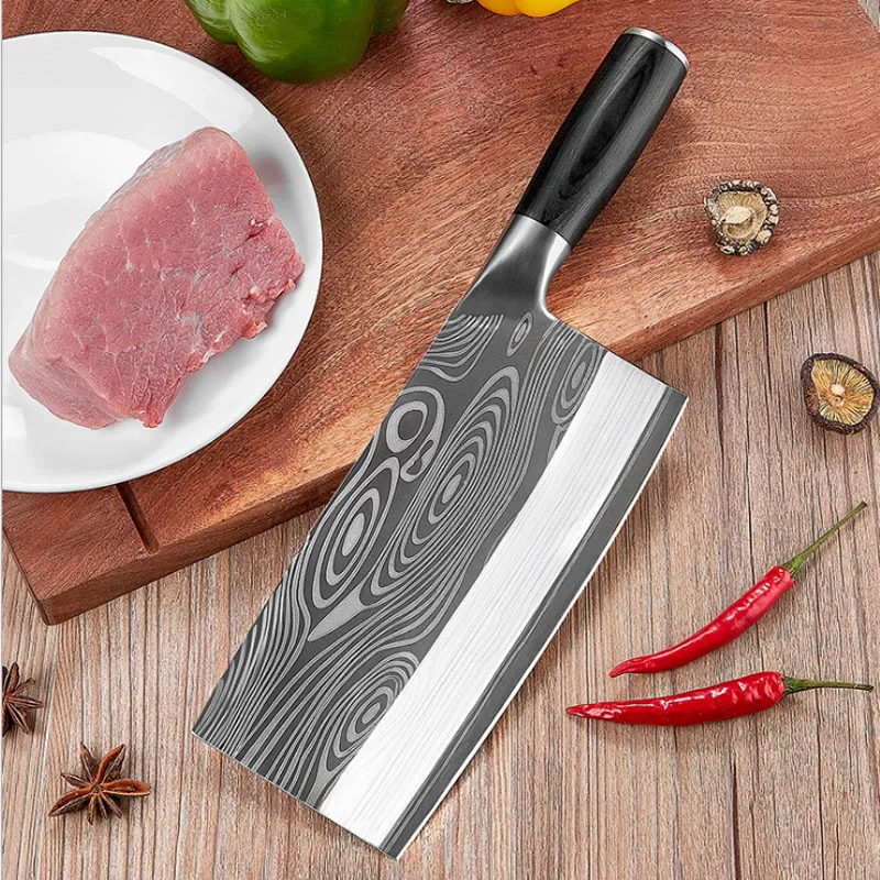 

Professional Stainless Steel Kitchen Chef Knife Chinese Meat Fish Slicing Vegetables Cutter Butcher Cleaver Knife Cooking Tools
