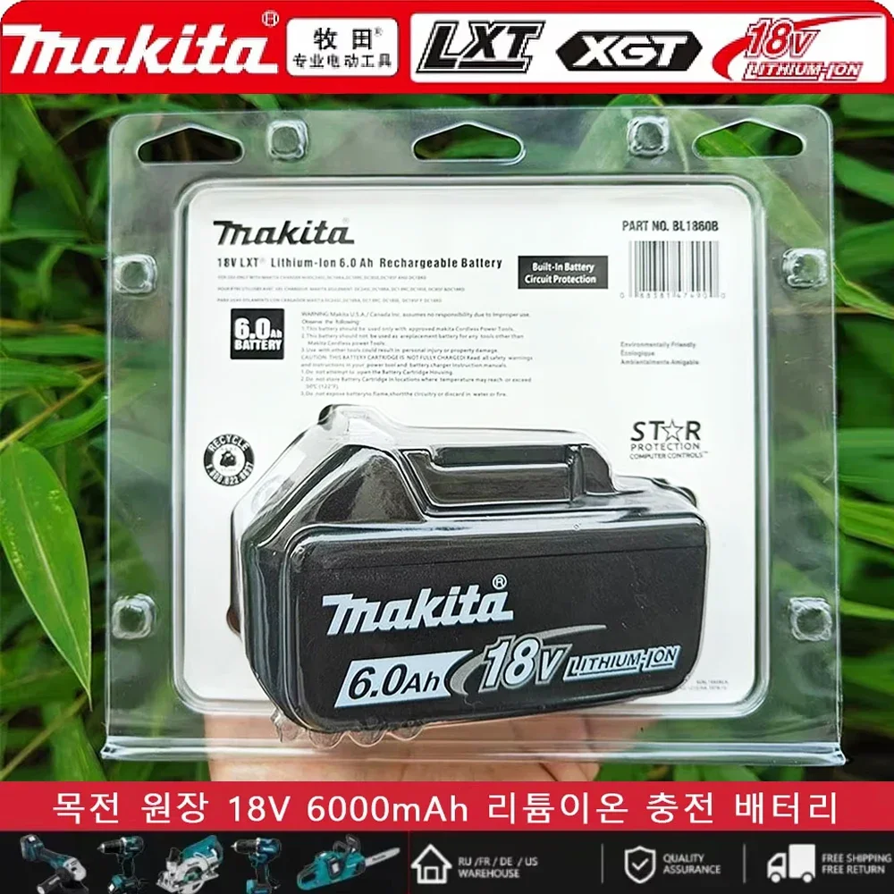 

Original Makita 18V 6Ah rechargeable battery, LED displays battery level, for Makita BL1830 BL1840BL1860B BL1850 power tools