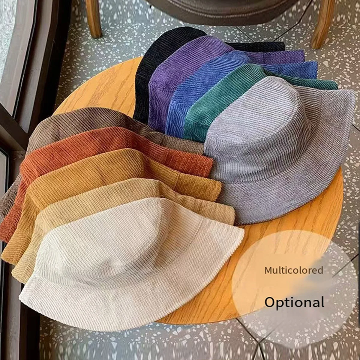 Einfacher Cord-Fischerhut mit Stickerei, Koreanischer Stil Trendiger Unisex Herbst- und Winter-Sonnenhut, Sonnenschutz-Bucket-Hat, Fa