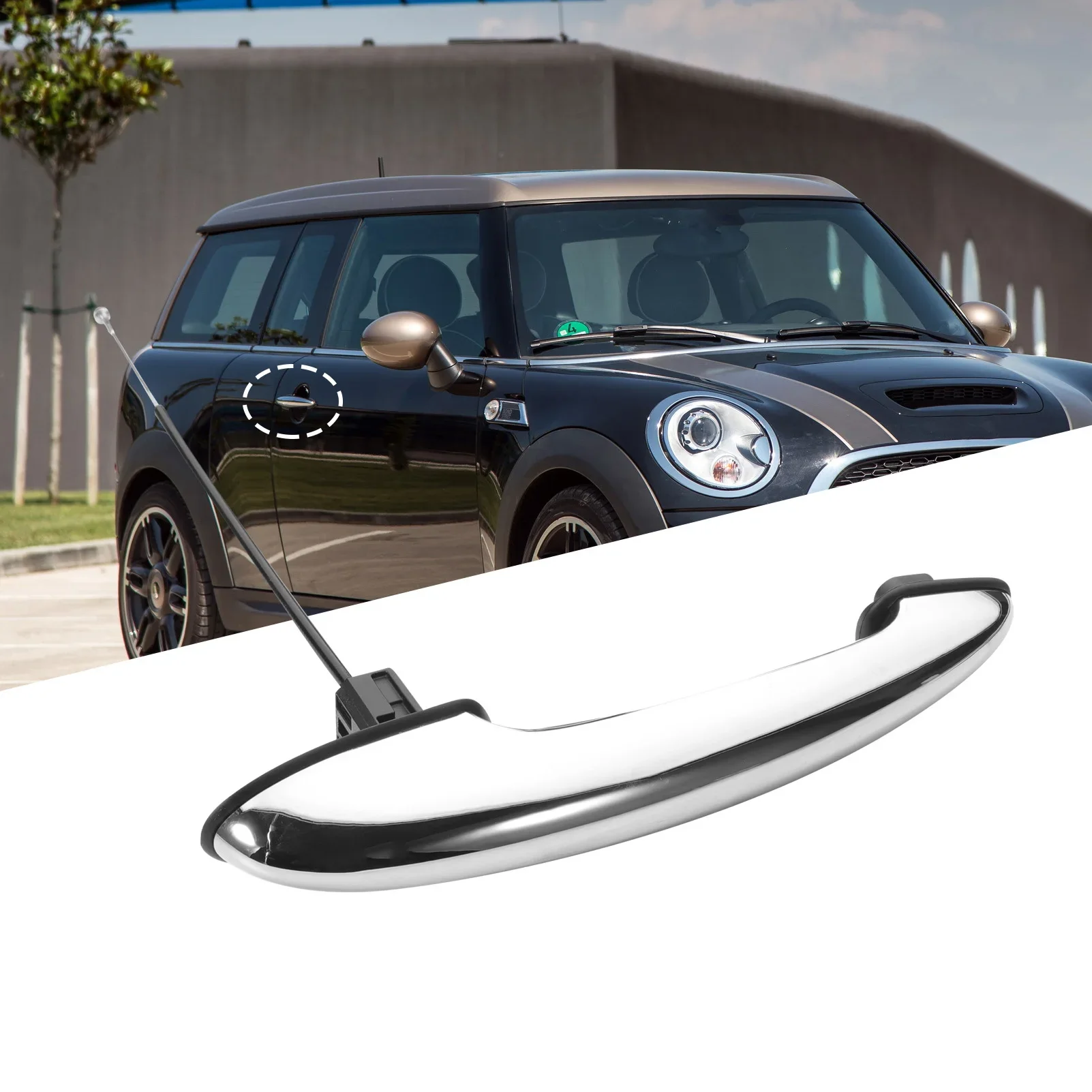 Front Right Passenger Side Chrome Exterior Door Handle with Cable for BMW mini R50 R53 R55 R56 R58 Cooper One JCW 51217198472
