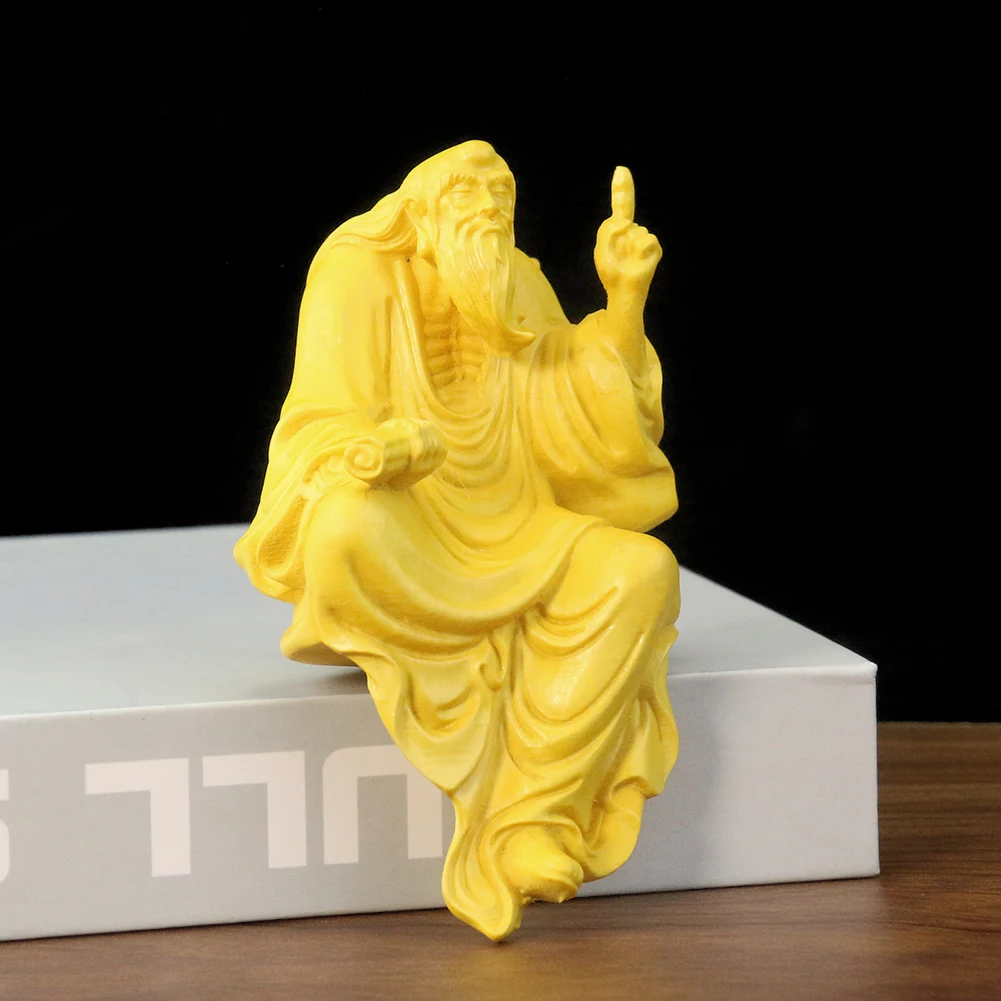 

Natural Boxwood Carving Laozi Preach Dharma Ornament Handcraft Statues Figures Home Decor DIY Craft Taoist Chinese Style